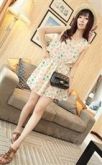 Hot Lisa ™  Chiffon Sweatheart Printing mangas plissadas Cox