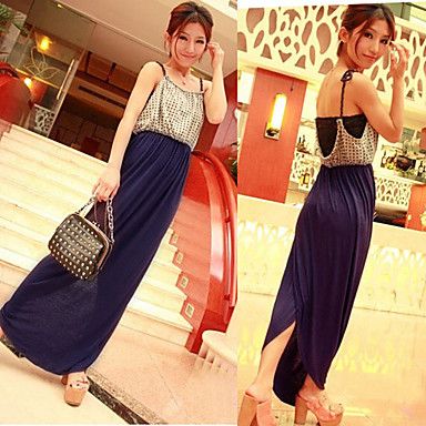 Strap Sexy Backless Vestido Maxi mangas das mulheres