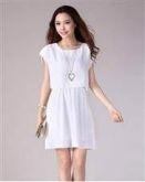 Solta Plus Size Chiffon gola redonda vestido sem mangas Mulh